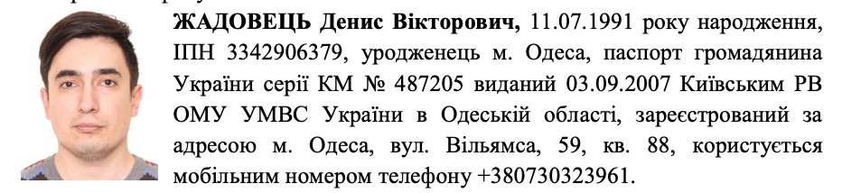 ZHADOVETS DENYS VIKTOROVYCH